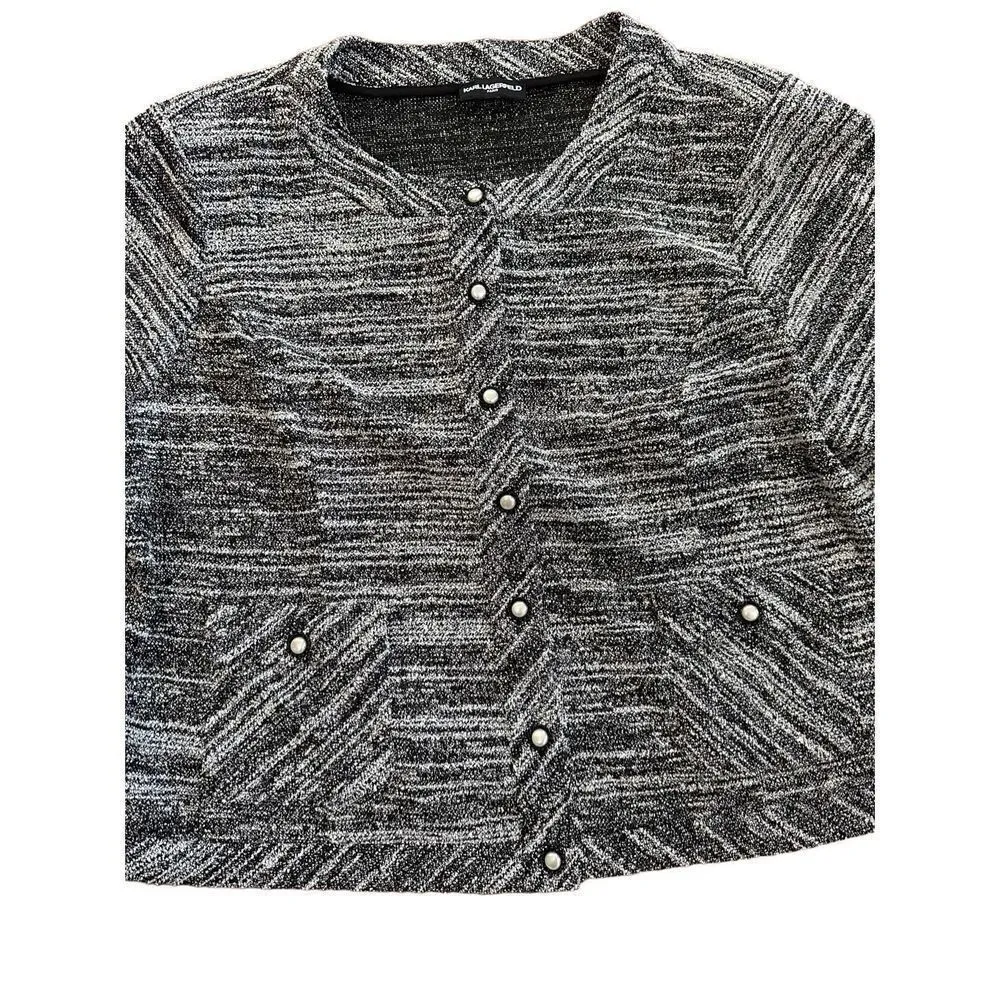 Karl Lagerfeld Paris Button Up Gray Heathered blazer jacket size 1X - Image 6