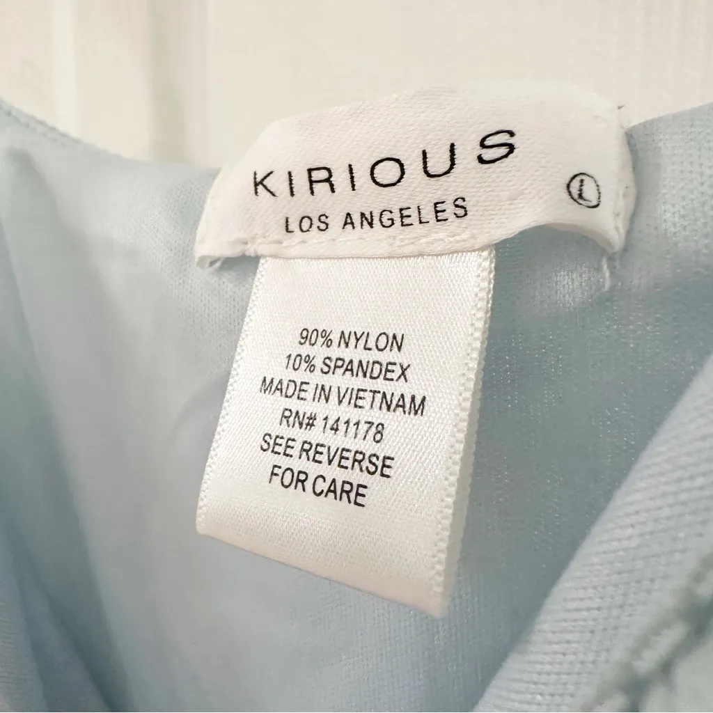 Kirious Los Angeles Floral Mesh Side Slit Stretch Maxi Dress Blue Sz Large - Image 5