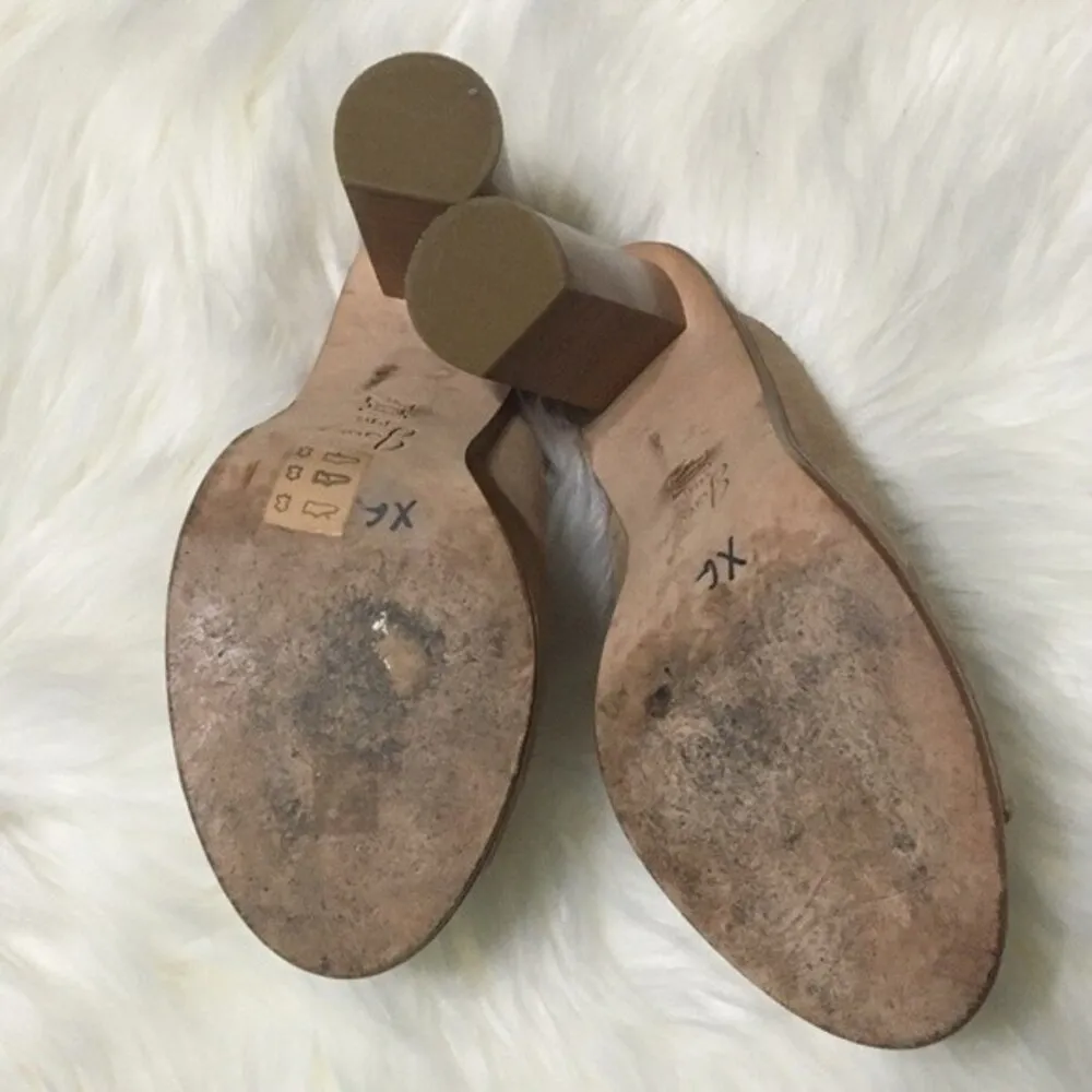 Joie Clementine nude suede mules stacked heels sz 39.5 (9.5) - Image 7