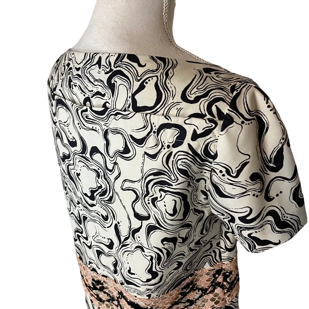 Diane von Furstenberg Blossom Lace Swirling Marble Blouse 8 - Image 7