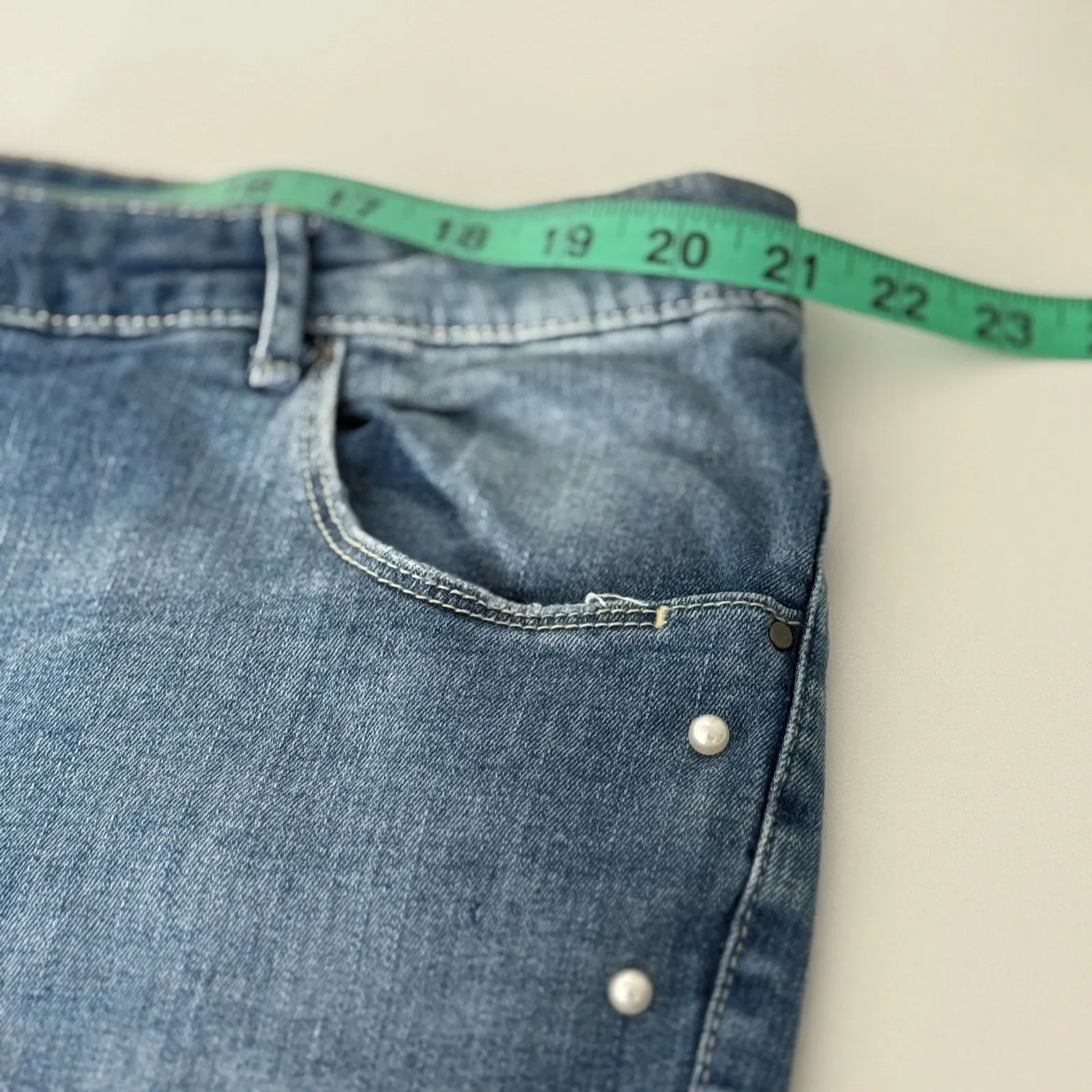 Anthology Sadie Slim Pearl Embellished Sz 24 Womens Denim Jeans Decorative Y2K‎ Blue - Image 9