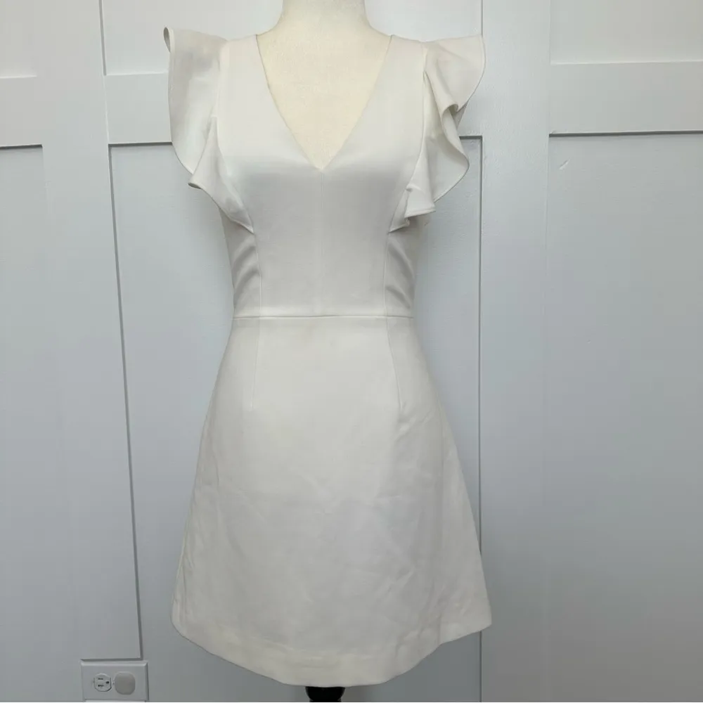 French Connection Whisper Ruffle Dress White - Image 2