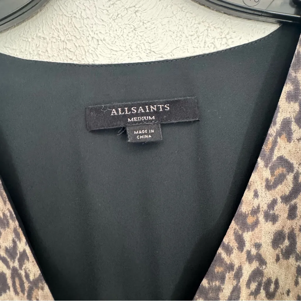 All Saints Kiana Patch Animal Print Long Sleeve Mini Dress Size Medium - Image 6