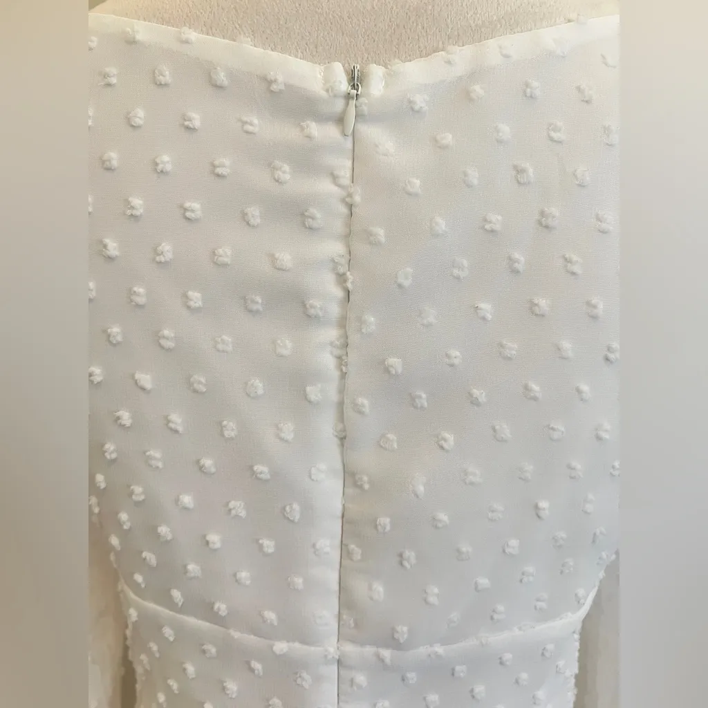 LYANER White Ruffled Sundress with Square Neck and Bishop Sleeves - Image 3