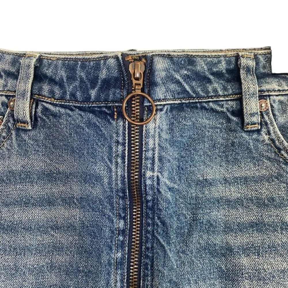 Free People We The Free Zip It Up 100% Cotton Denim Jean Skirt Women Sz 30 - Image 4