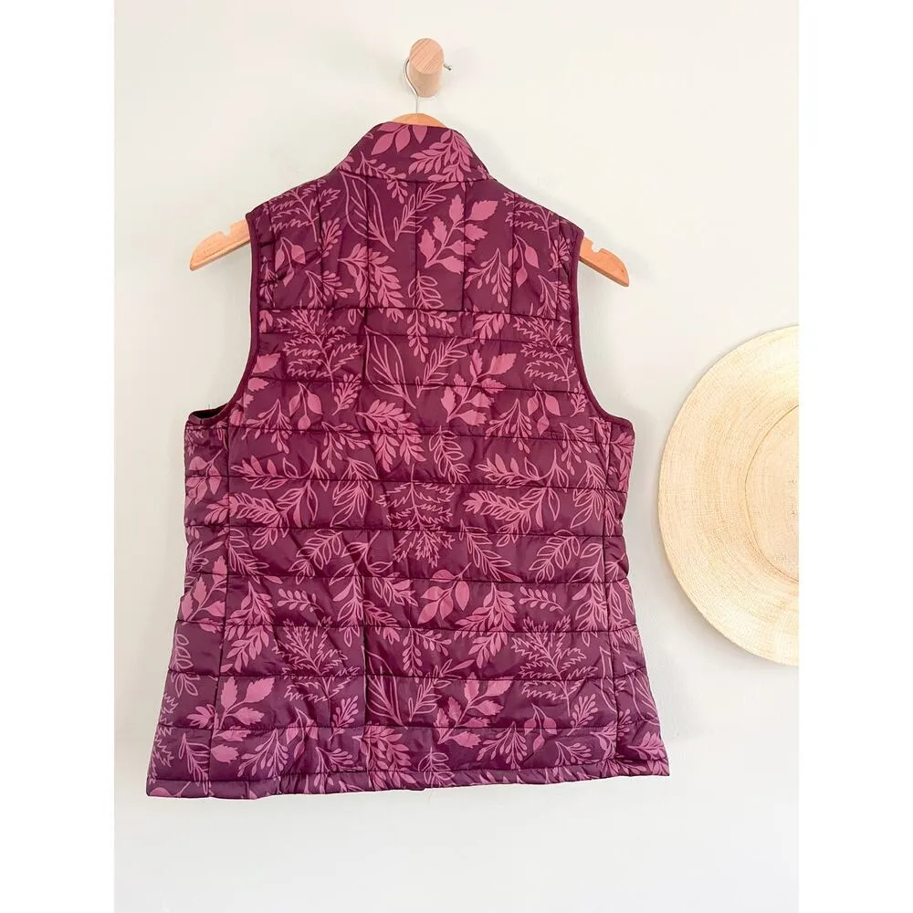 Eddie Bauer | NWT Apline Vest Lightweight | Mauve Wine Leafy Print | Sz S - Image 7