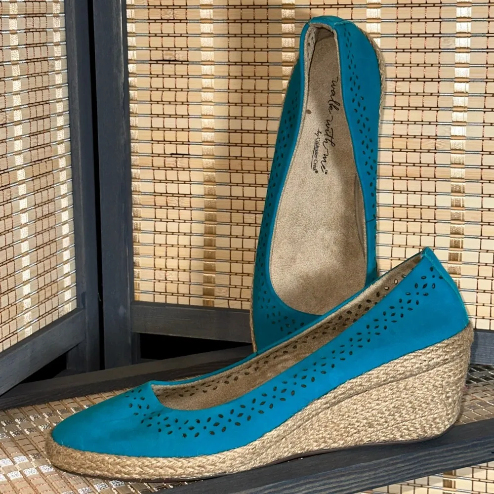 Walk With Me by Coldwater Creek Turquoise Espadrilles w/Rope-Wrapped Sole Wedges - Image 2