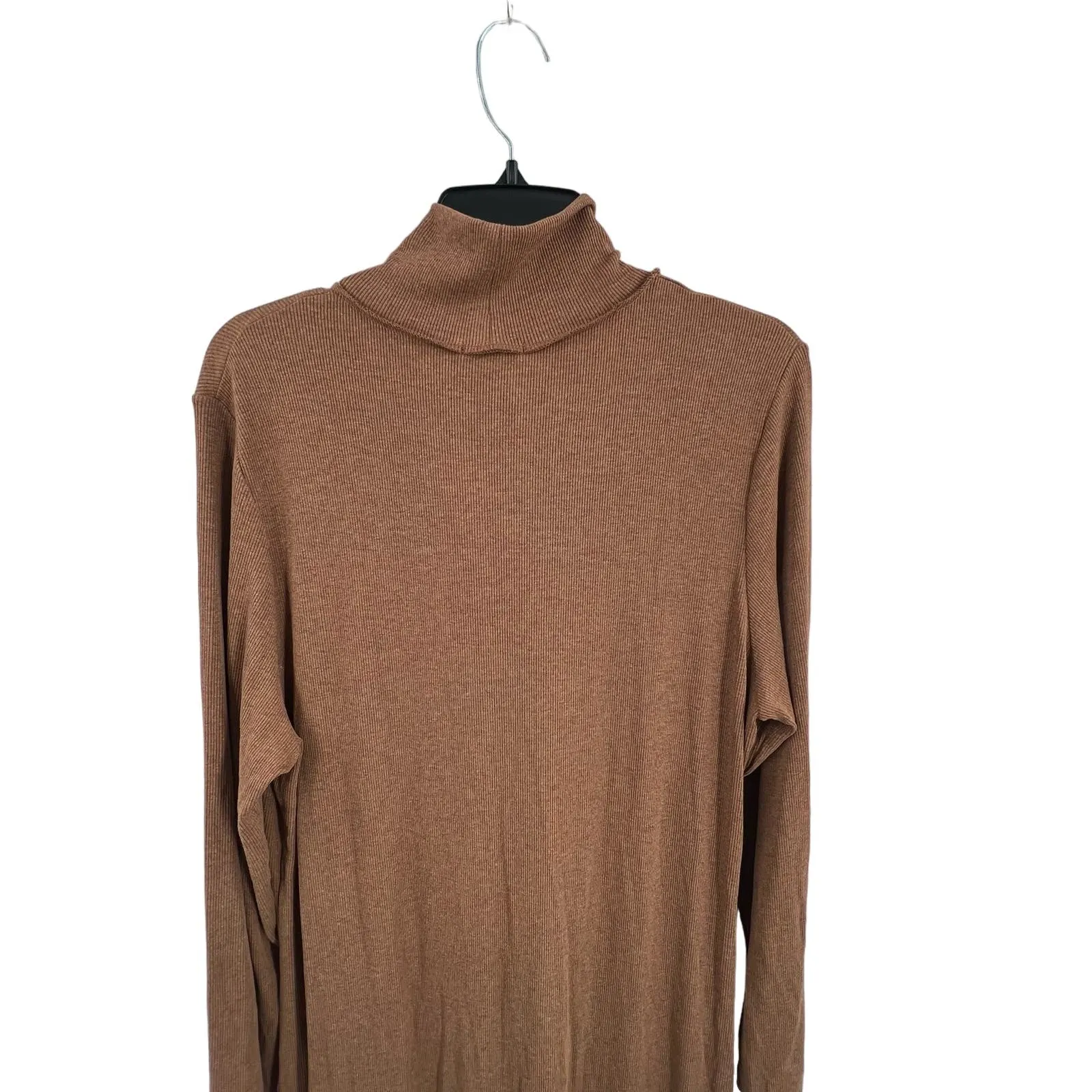 LNA Turtleneck Midi Dress Ribbed Knit‎ Brown Size 2X New - Image 5