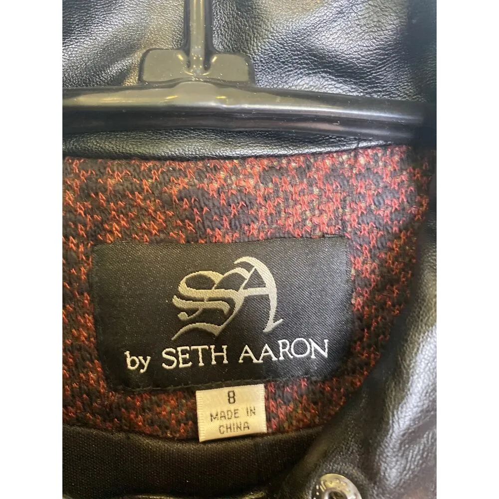 SA by Seth Aaron Knit & Faux Leather Coat w/ Toggle Clasp Closure EUC Sz 8 - Image 5