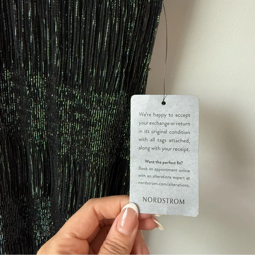 ASTR‎ The Label Pleated Lurex Midi Tank Dress Gunmetal S - Image 4