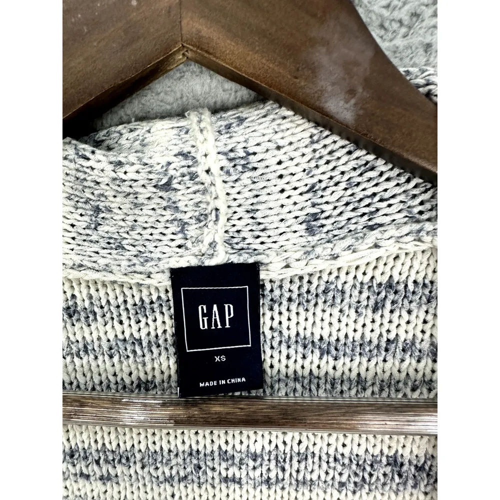 GAP Sweater Vest Womens XS Blue Striped‎ Long Pockets Quiet luxury Minimalist - Image 2