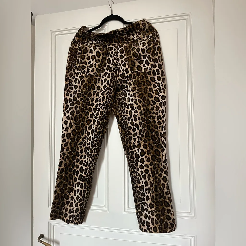 Kejzar’s Cotton Line Leopard Cheetah Print Velvet Pants Lounge Vintage Brown Size undefined - Image 3