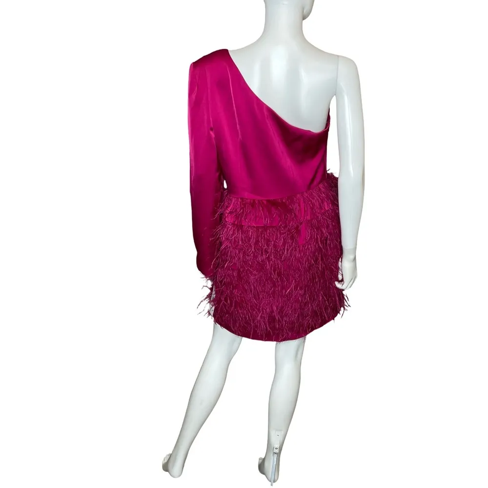 Liv Foster Satin One Shoulder Dress Rich Magenta Women’s Sz 12 Pink - Image 4