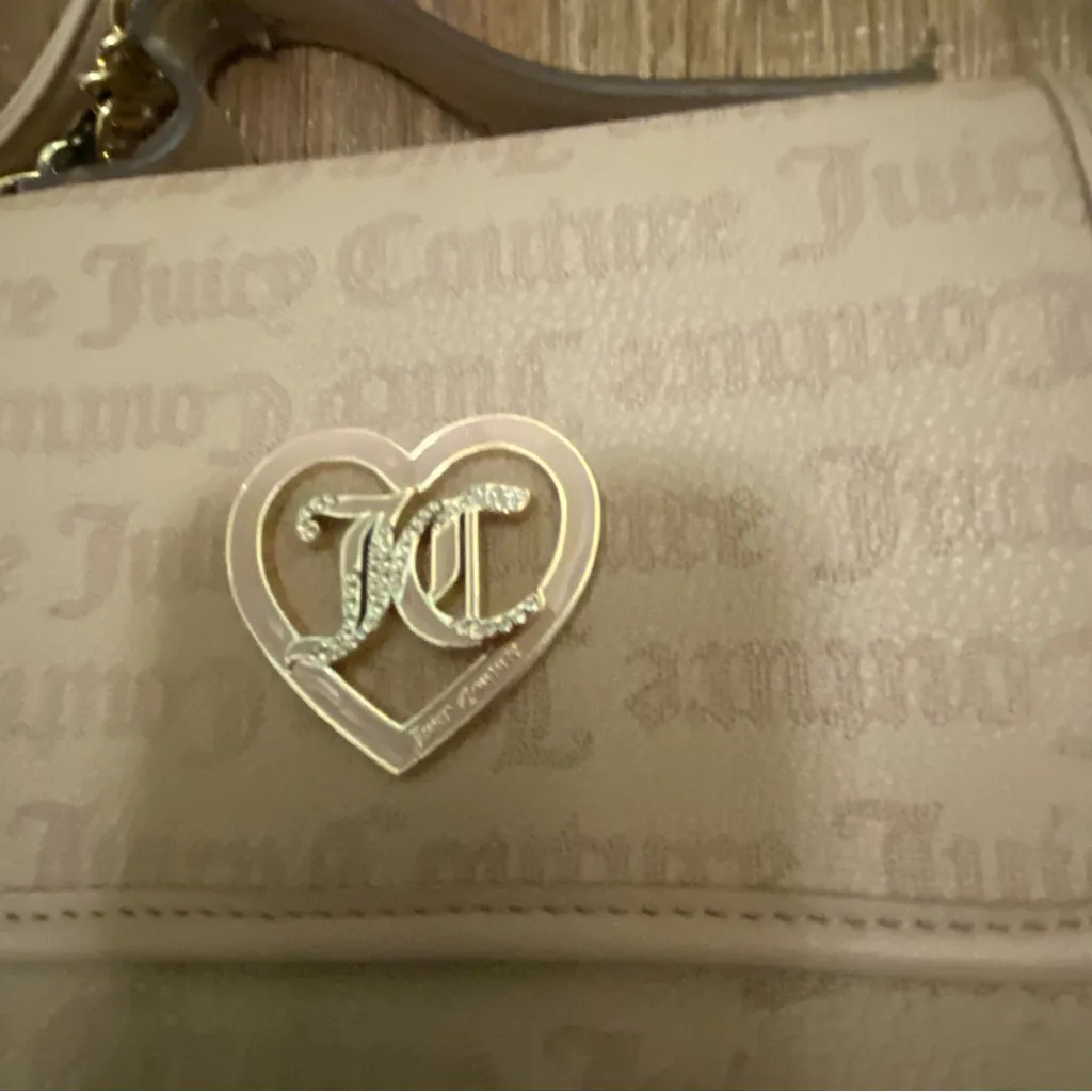 Juicy Couture Crossbody Bag Purse Tan Beige Gothic Dots Cafe Flawless Flap NWT - Image 3