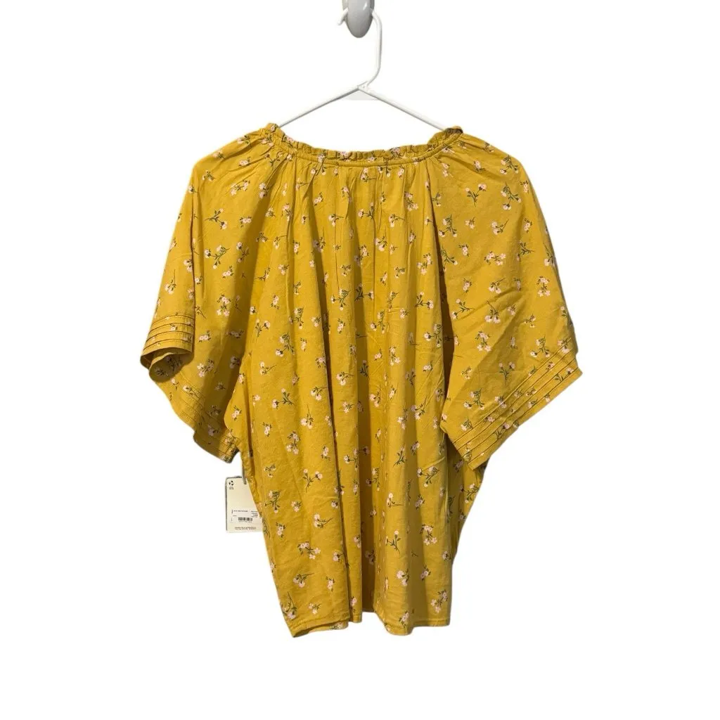 Ana A New Approach Women Blouse Long Sleeve Sz XL Gold Floral Kimono Sleeve NWT‎ - Image 2
