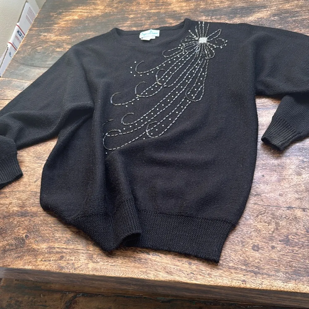 Draper's & Damon's pullover black beaded Sweater size extra Large long sleeve - Image 11