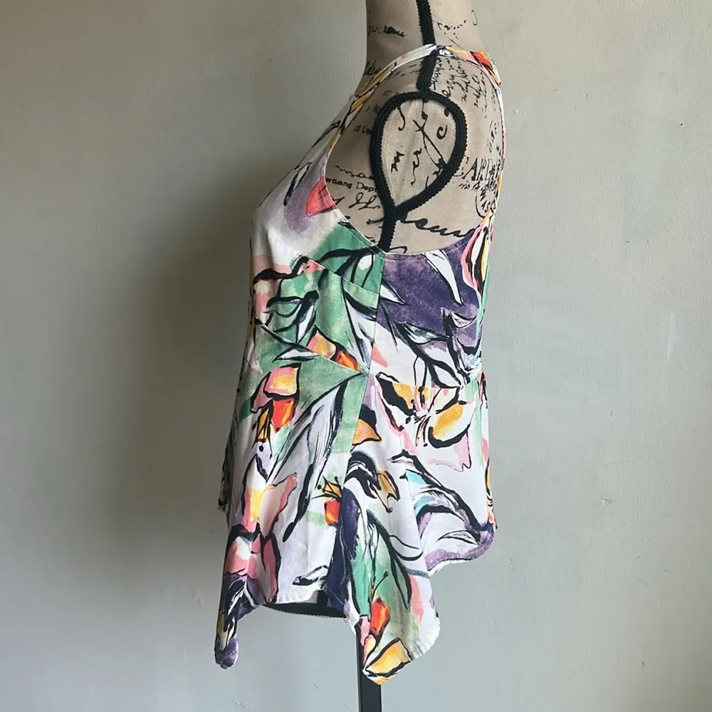 Anthropologie HD in Paris Lucille Peplum Asymmetrical Multicolored Top Size 2 - Image 7