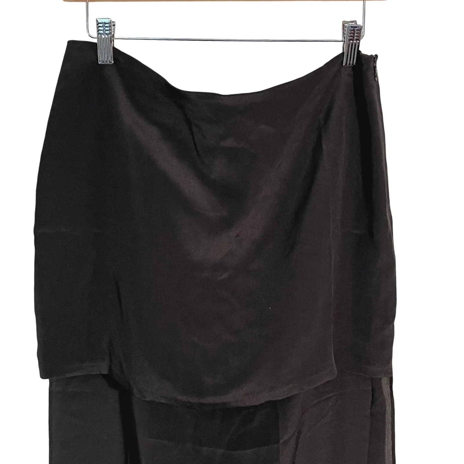 Line & Dot Black Silk Blend Midi Mini Slip Skirt Size Large - Image 2