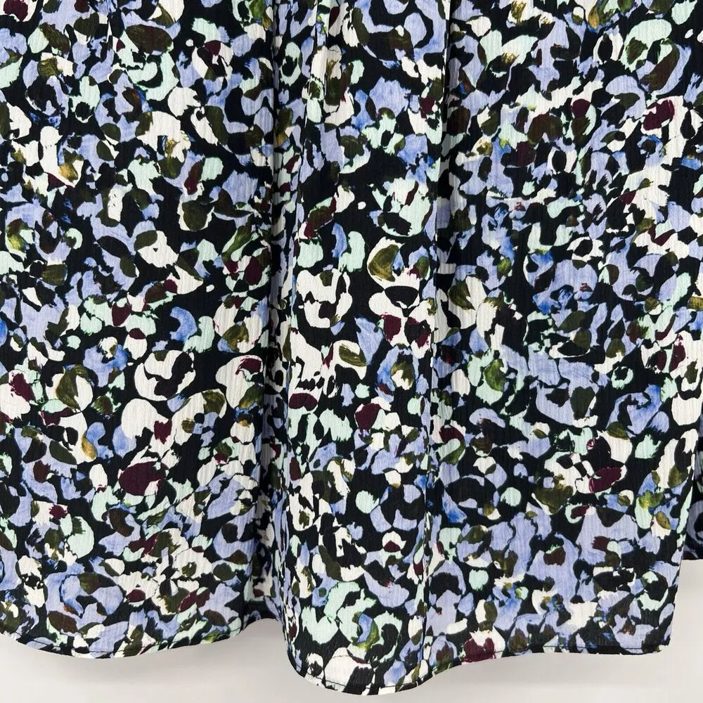 Marie Oliver Floral Blouse Rayon Silk Blend Ruffle Tiered Short Sleeves Size XXS - Image 6