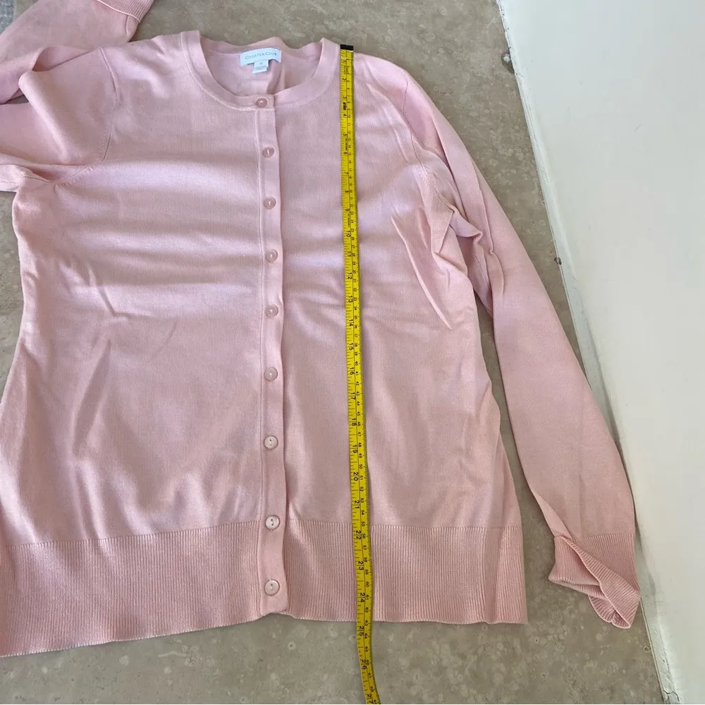 Charter Club  Light Orange Crew Neck Long Sleeve Women Size M Button Cardigan - Image 9