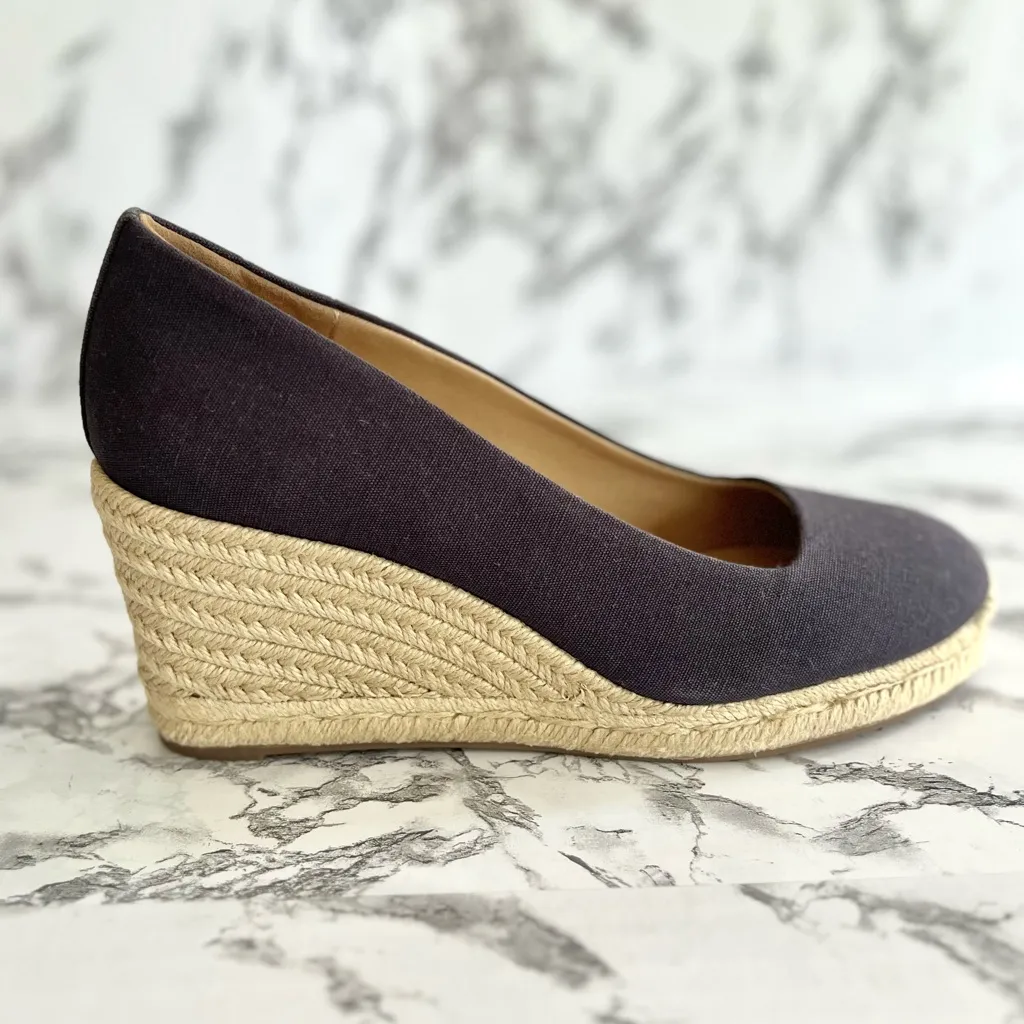 J. Crew Factory Navy Blue Canvas Espadrille Jute Wedges NWOT 7 - Image 7