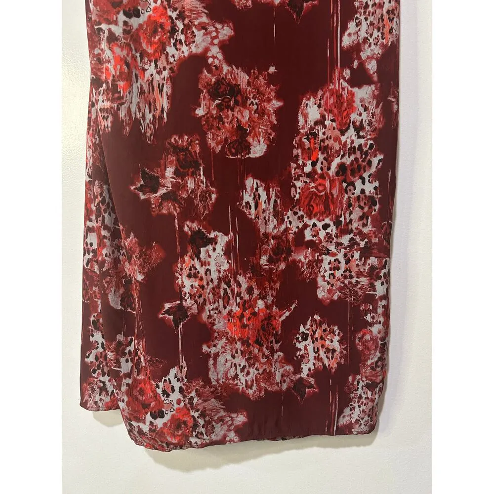 IRO Paris Alise Abstract Burgundy Print Draped Midi Skirt Size 34 Small NWT - Image 10