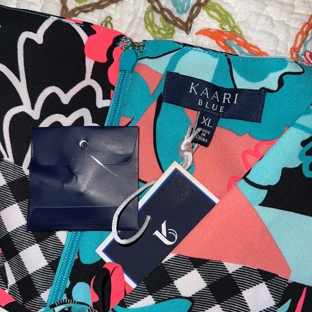 KAARI BLUE size XL dress pink medora popadelic mix bell sleeves lined new bright - Image 7