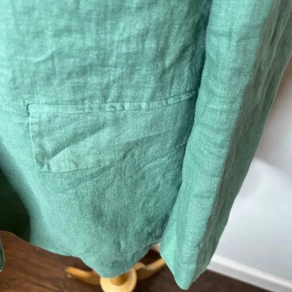 Madewell $158 The Larsen Blazer in Linen Trellis Green Size XXS NJ530 - Image 6