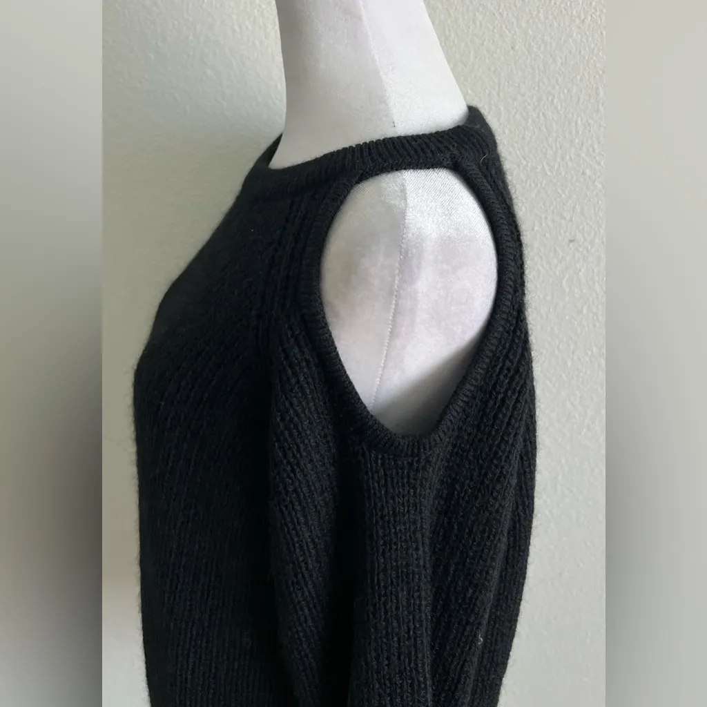 IRO Black open shoulder merino wool blend long Sweater - Image 11