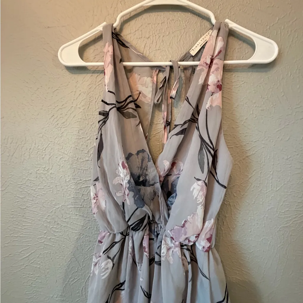 Final Touch  Gray Floral Mini romper - Image 6