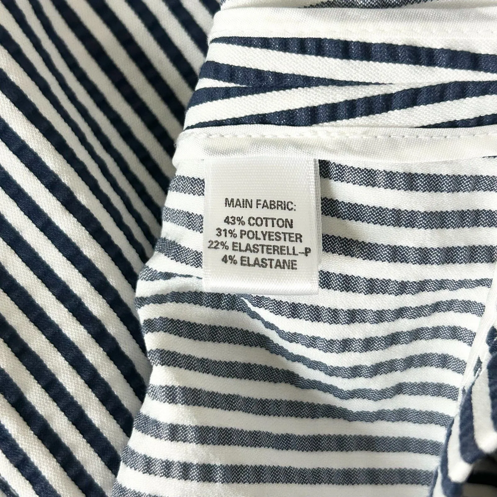 St. John Zip Up Lightweight Blazer Jacket in Navy White Stripe Size Medium - Image 8