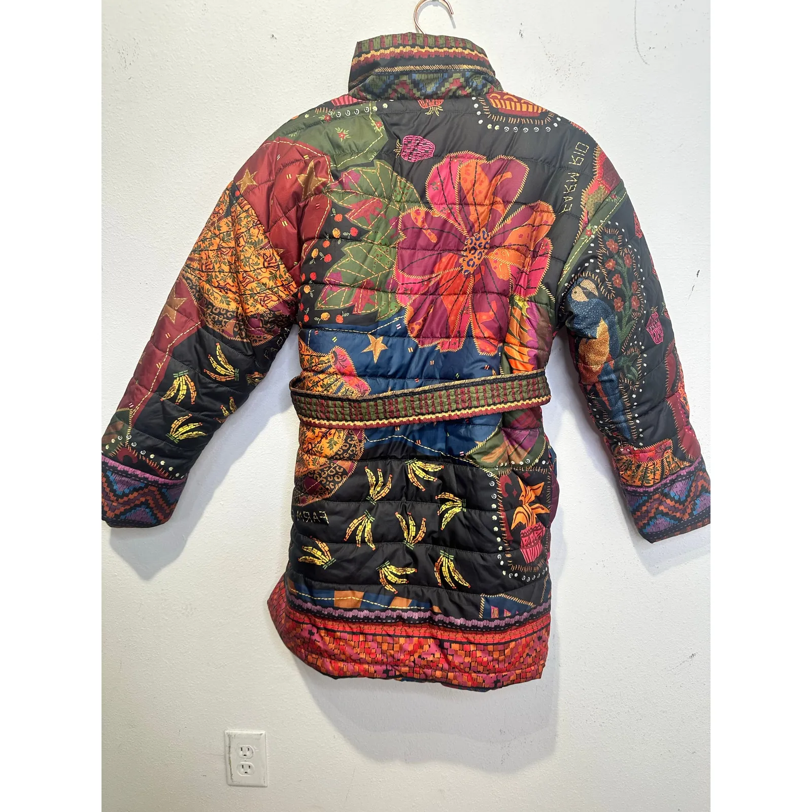 FARM RIO Wild Print Multicolor Reversible Belted Puffer Quilted Jacket size XS - Image 4