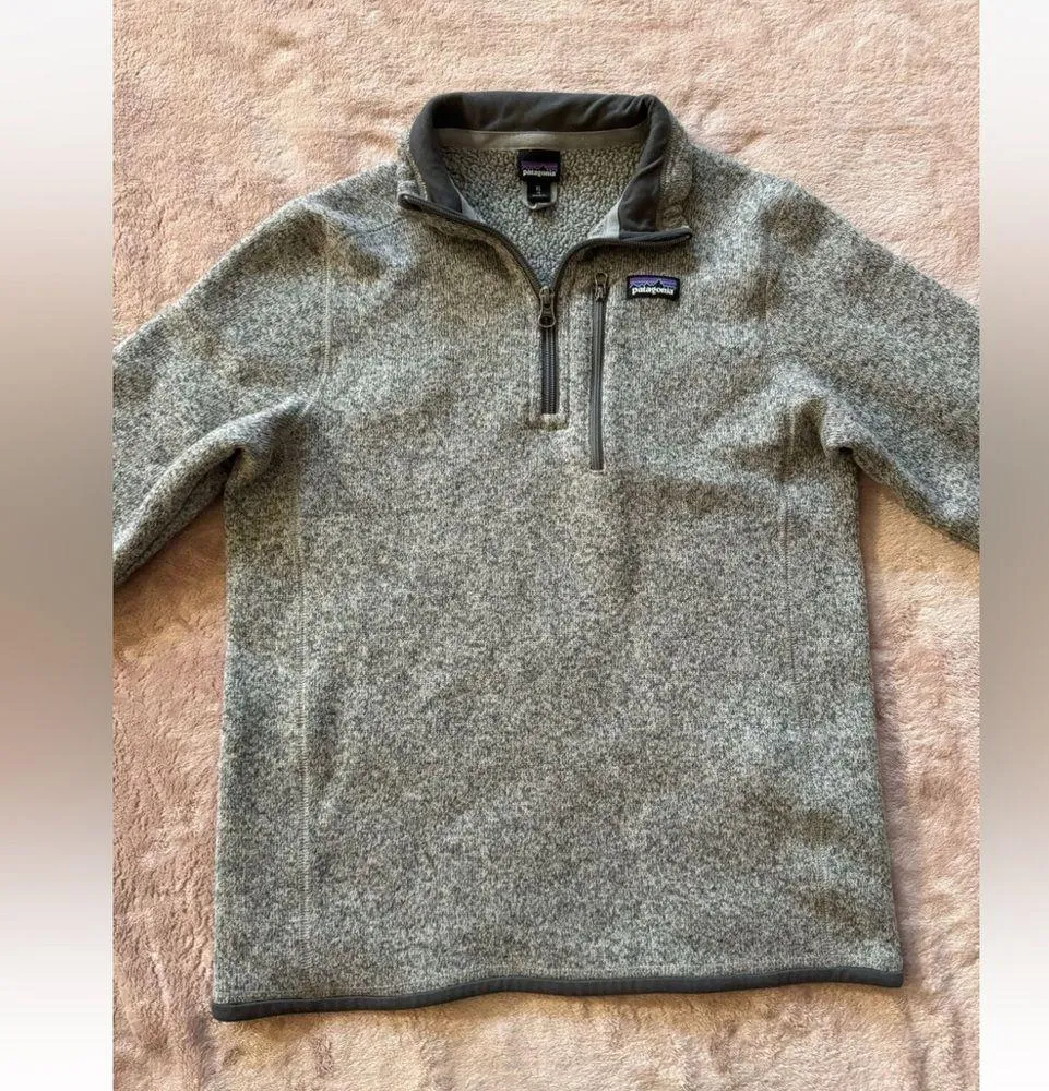 PATAGONIA Girls Better Sweater 1/4 Zip Fleece‎ Pullover Heather Gray Size XL 14 - Image 2