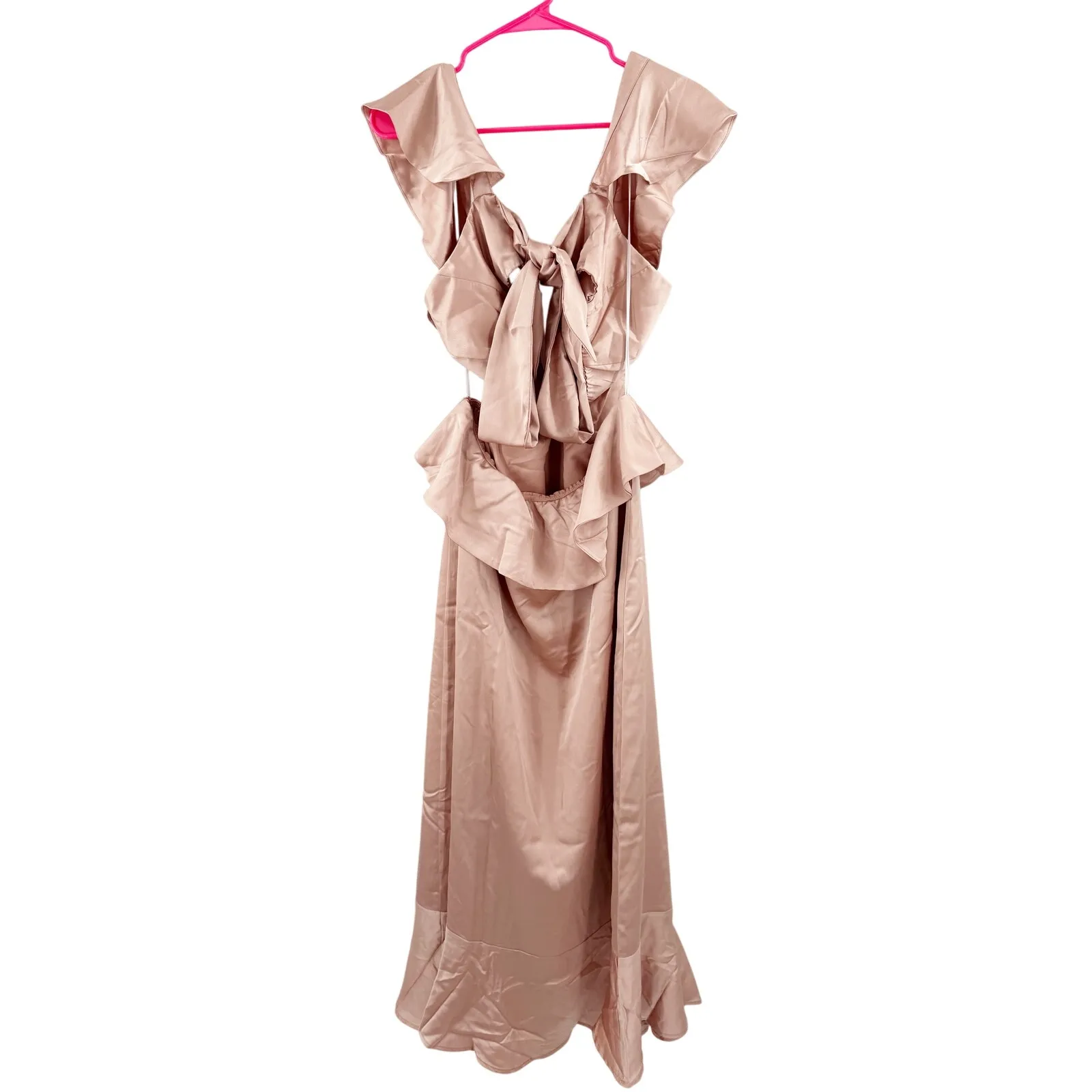 SHOW ME YOUR MUMU Bridesmaid Zoey Midi Dress SZ Medium NWT Rose Gold Luxe Satin - Image 3