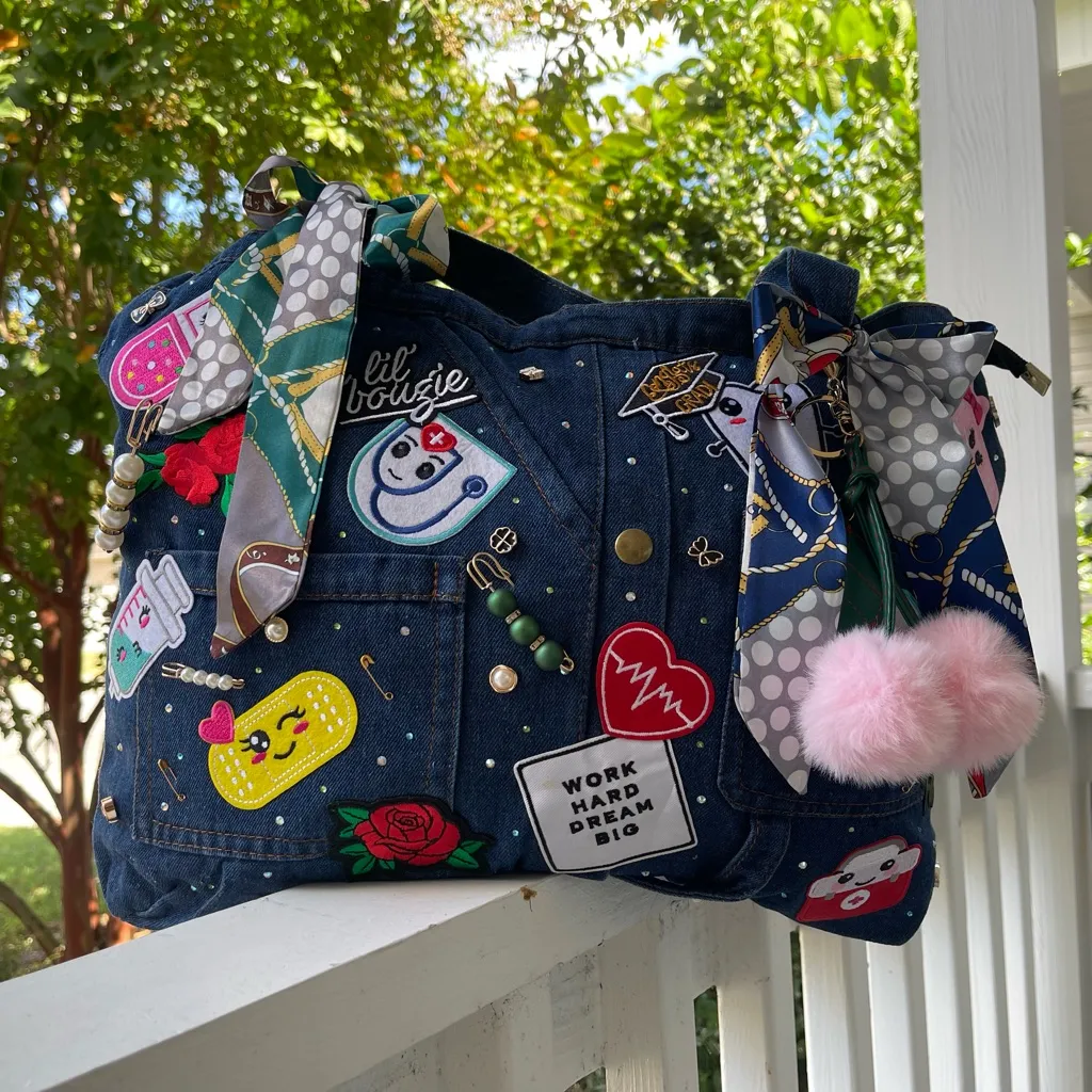 Customized Denim Career Styled Junk Bag - Image 6