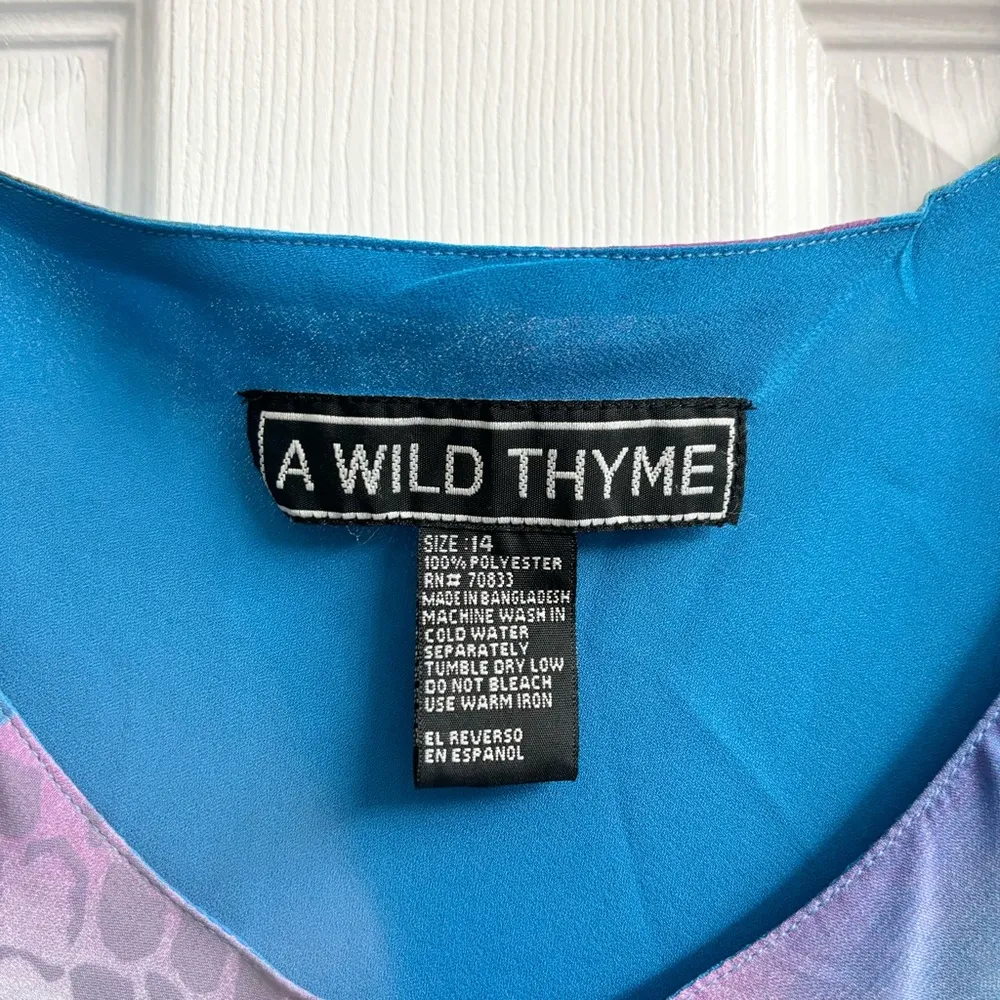 Y2K Asymmetrical Floral Maxi Dress Size 14 A Wild Thyme Fairy Whimsical Blue - Image 3