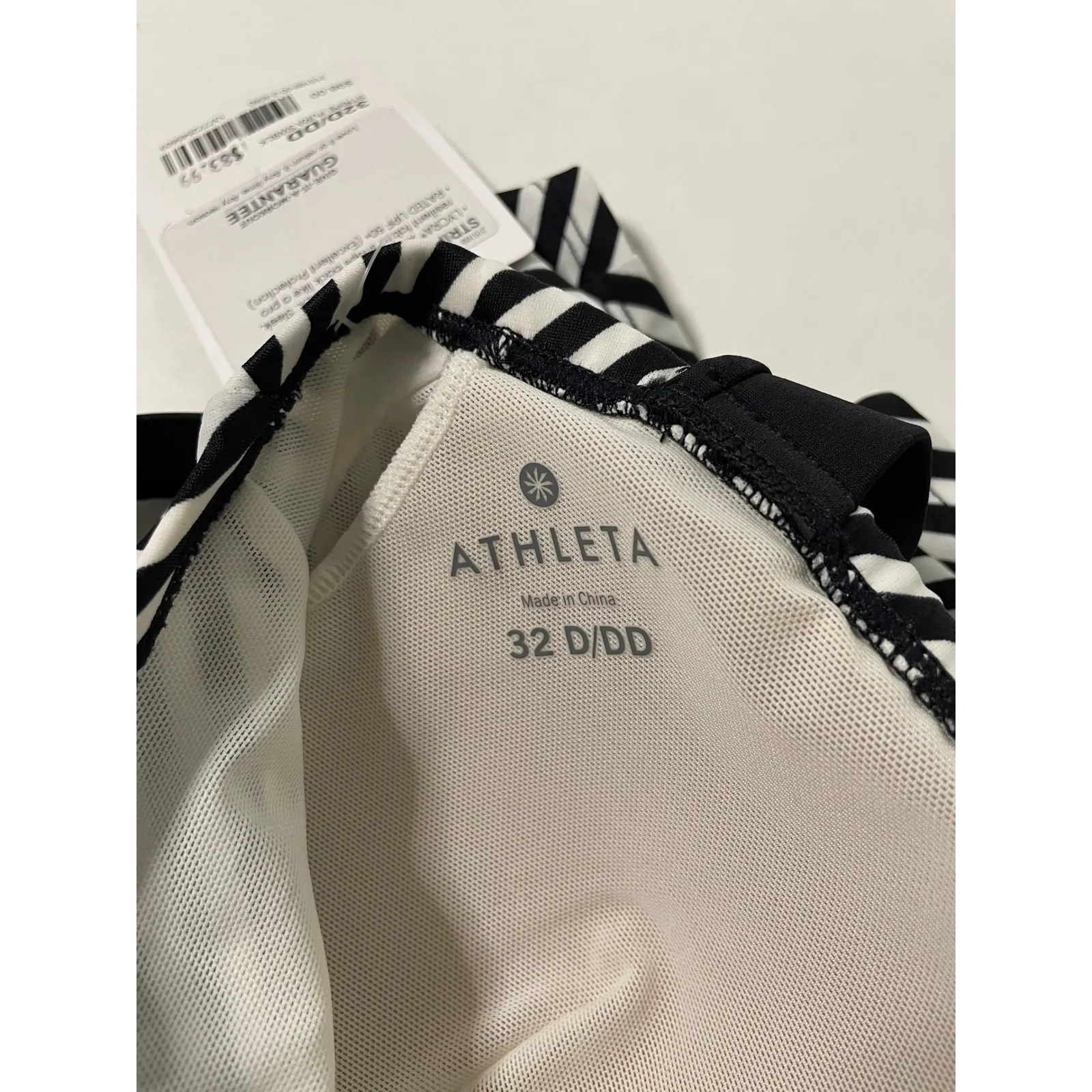 Athleta Stripe Pura Swim Dress 32D/DD Black White UPF 50 - Image 4