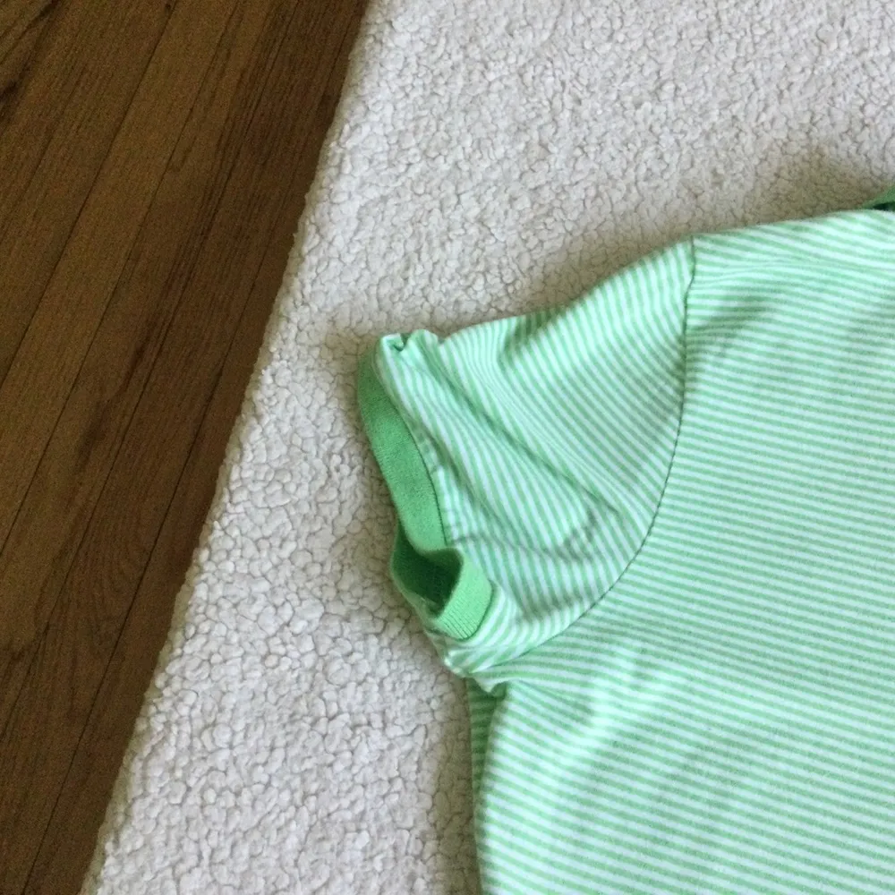 Y2K Polo Shirt Stretch Green Striped - Image 9