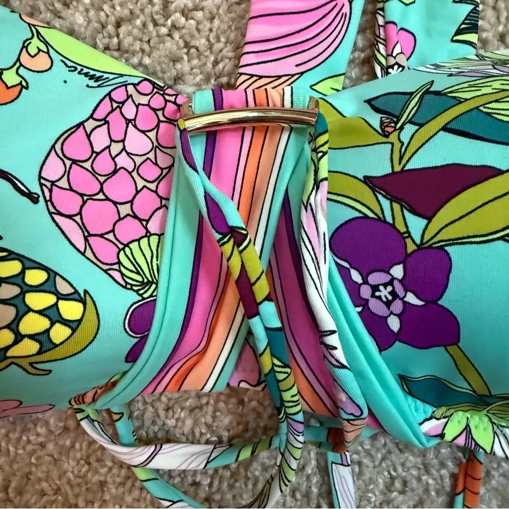 Trina‎ Turk Boho Womens Vibrant Floral Bikini Top Size US 12 Swim Beach - Image 2