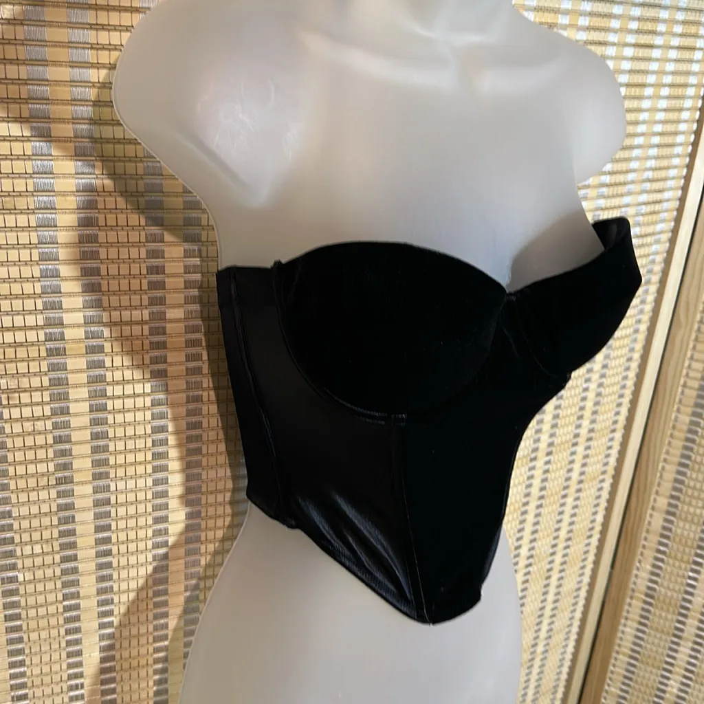 Victoria's Secret Vintage Y2K Black Velvet Strapless Corset Top 34B - Image 2