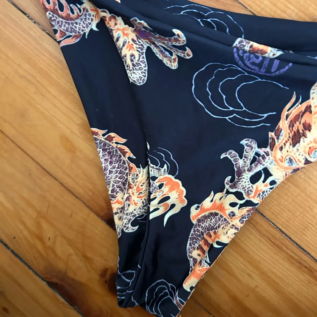 Dragon print Black and Orange Dragon Bikini set Large - Image 3