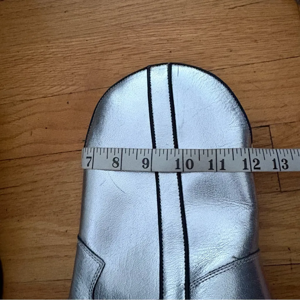 Free People Silver Leather Western Boots Size 8 - Image 3