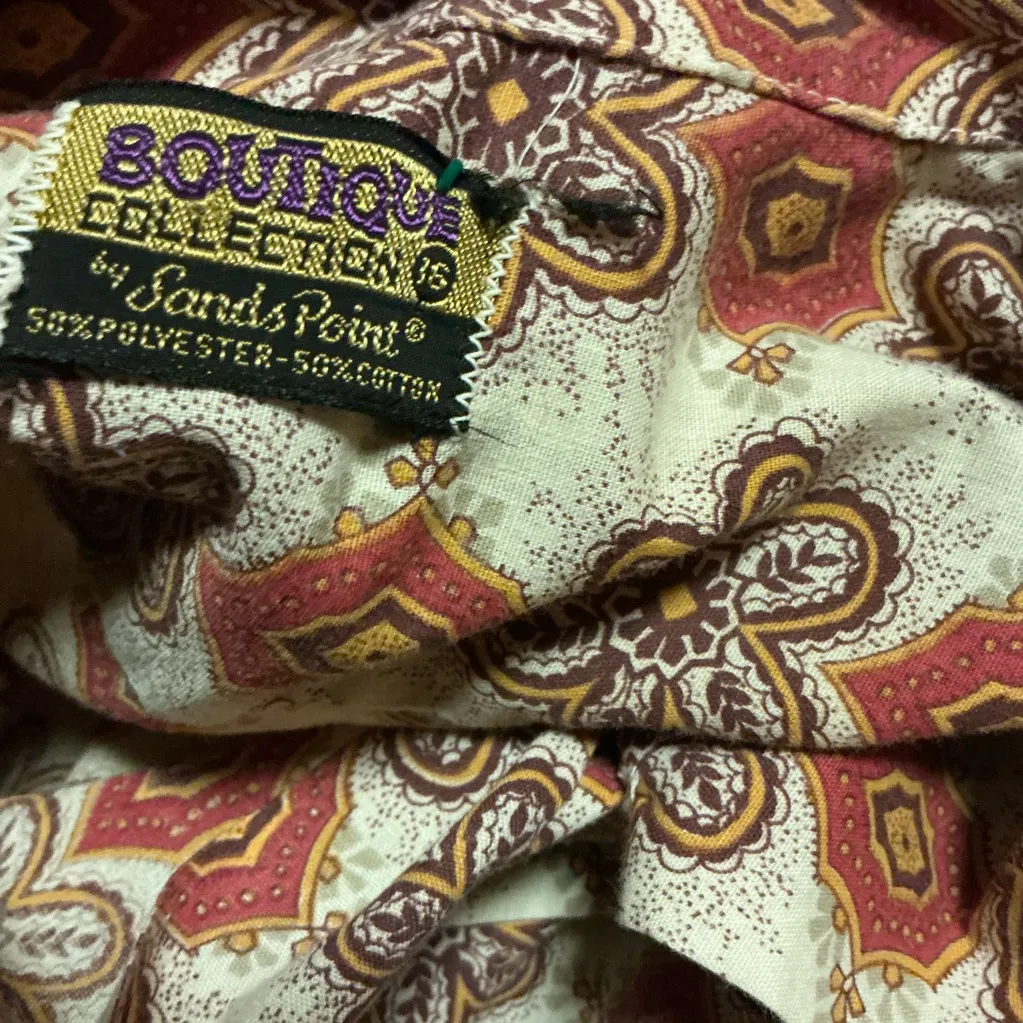 Vtg 70s earthy flowers big collar button down shirt - Image 2