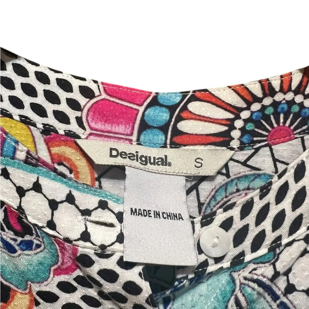 Desigual  Multicolored Print Button Down Blouse Top Size Small - Image 7