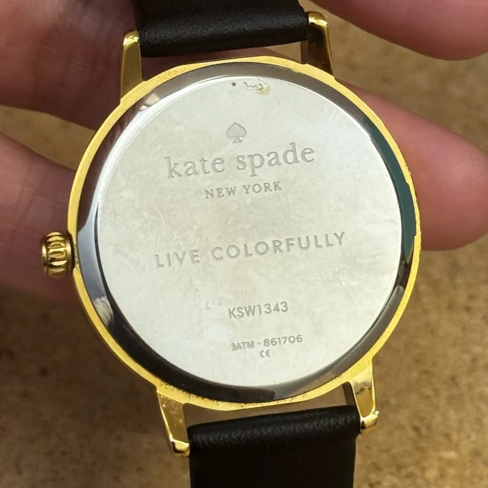 Kate Spade Red Cherry Metro Black Leather Ladies Watch KSW1343 GUC New battery - Image 2