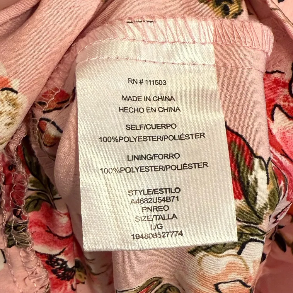 Pink Floral Ruffle Smocked Tie Large Sweetheart Puff Sleeve Ruffle Hem Dress - Image 13