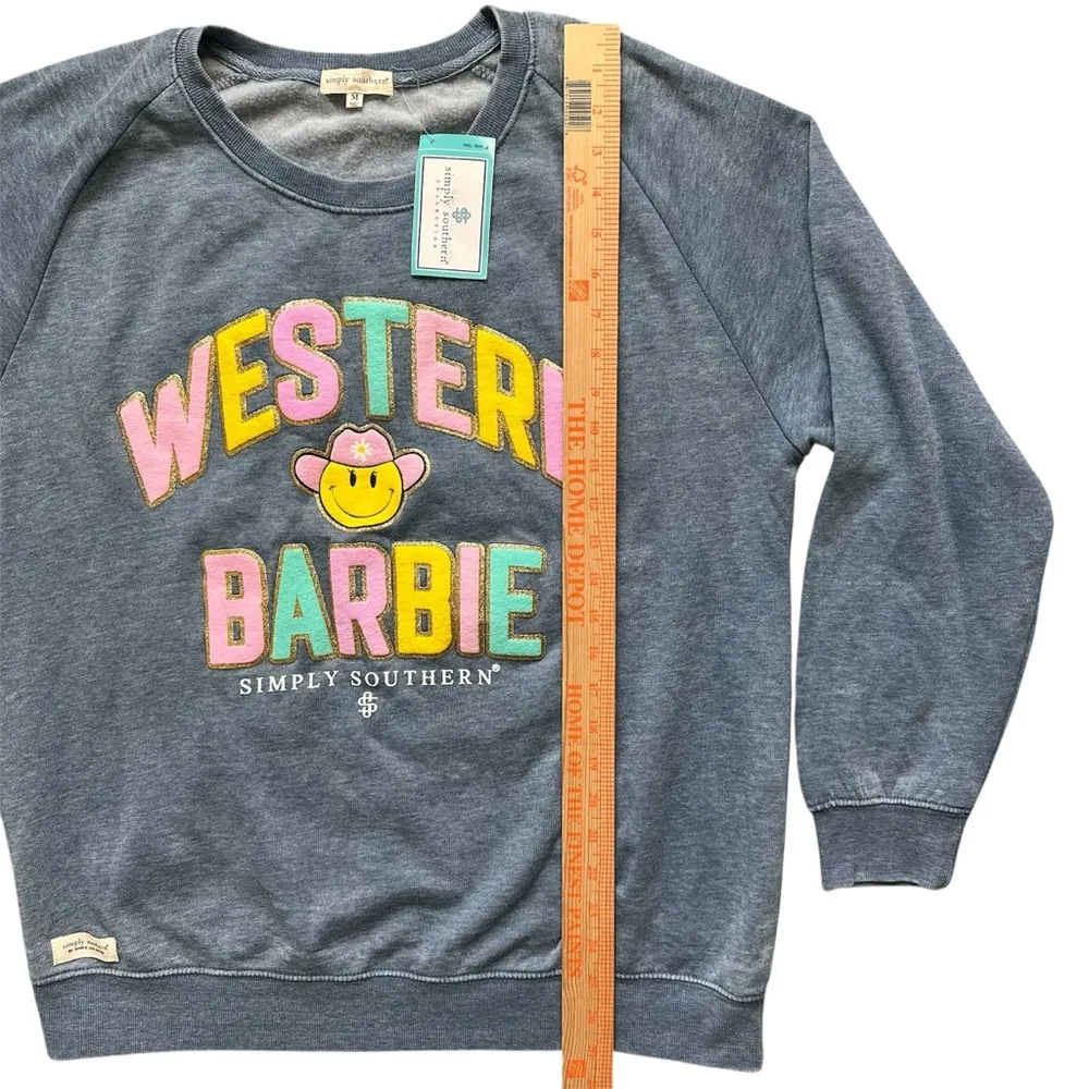 Simply Southern Western Barbie Sweatshirt Blue Pullover Graphic Women’s Medium - Image 3