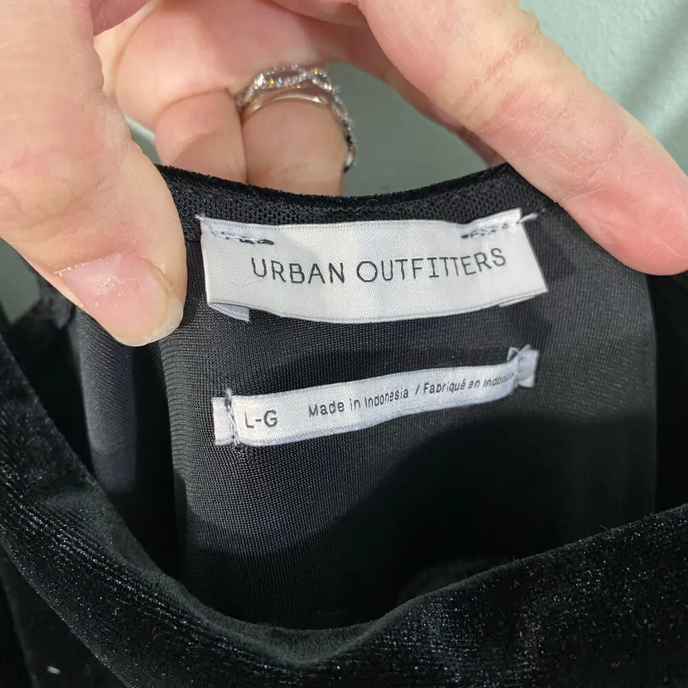 Urban Outfitters Black Emmabella Velvet Square Neck Wide Leg Jumpsuit Size L - Image 5