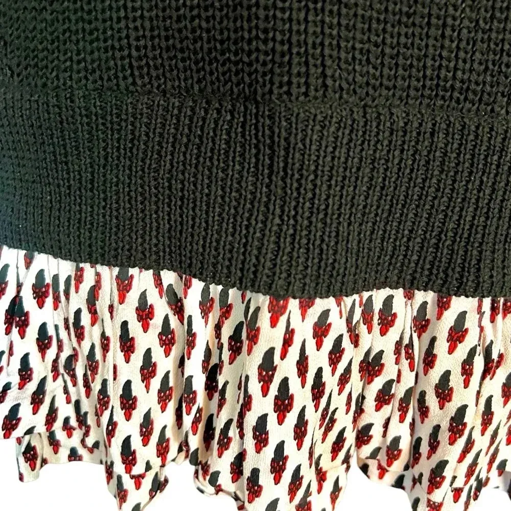 Maje Size M Black Linen Cotton Knit Peplum Hem Crewneck Sweater - Image 2