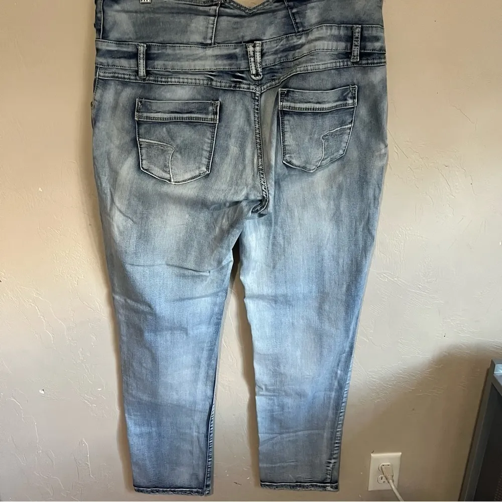 Puzzle Acid Washed High Rose Skinny‎ Denim Jeans Blue Size undefined - Image 6